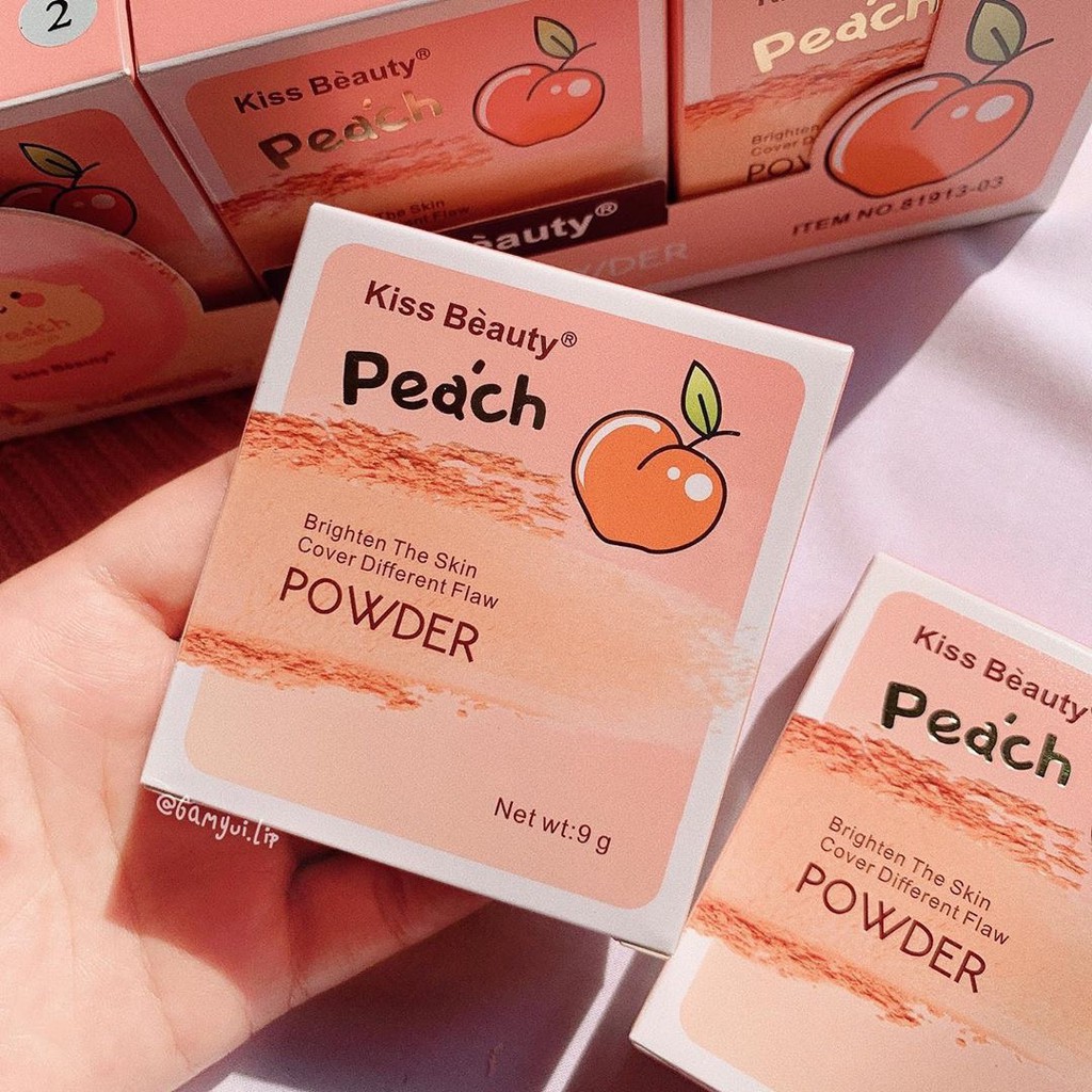 Phấn phủ bắt sáng KISS BEAUTY Peach siêu kiềm dầu made in THÁI LAN