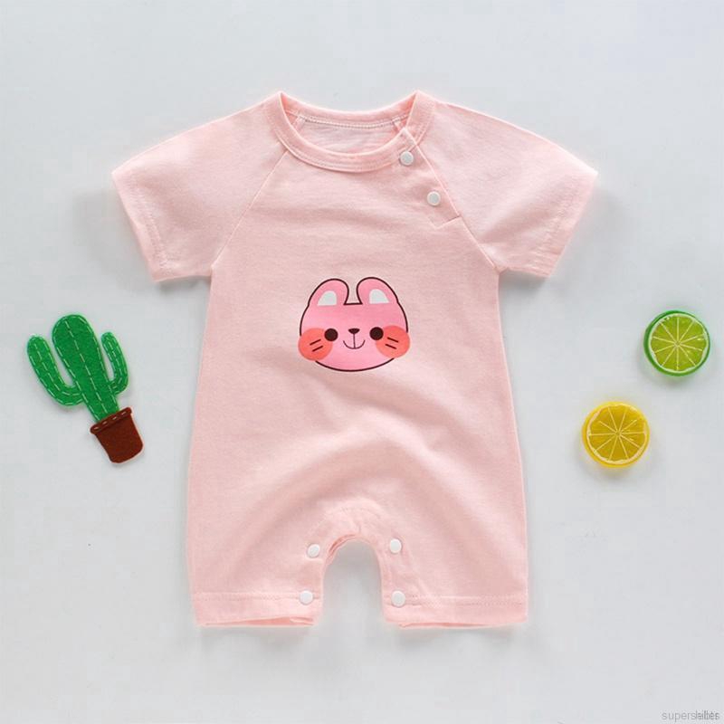 Jumpsuit Tay Ngắn Họa Tiết Hoạt Hình Đáng Yêu Dành Cho Bé