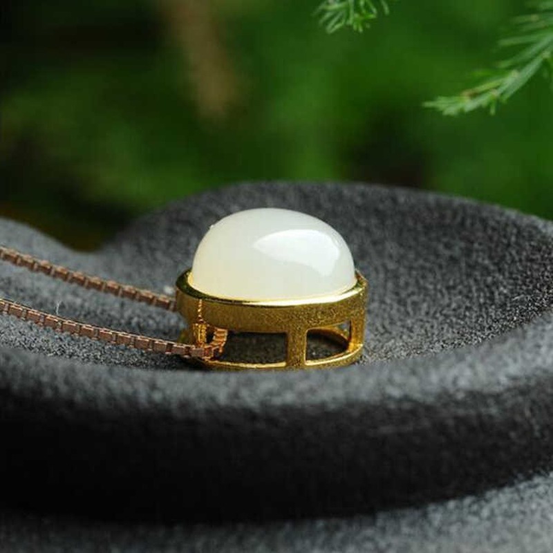 vòng cổ Mạ Vàng 18k Mặt Ngọc Bích Phong Cách Hàn Quốc