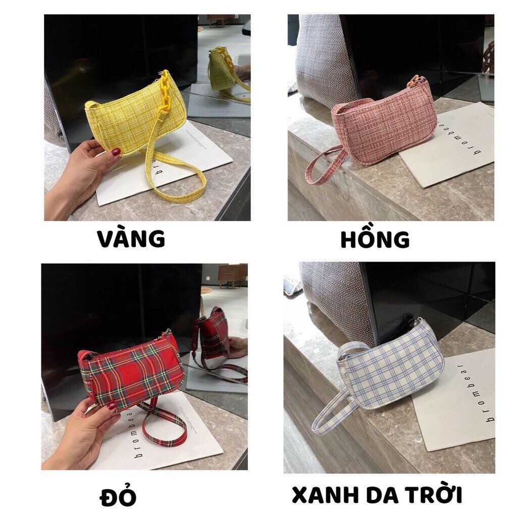 Túi Xách NữTặng Quà Túi Xách Mini Da Pu cao cấp phối kẻ điệu đà thời trang cao cấp MÃ 7608