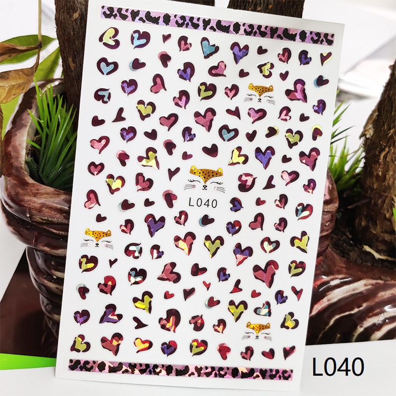 1 Miếng Dán Trang Trí Móng Tay Hình Hoa Lá Trái Tim 3D Thời Trang