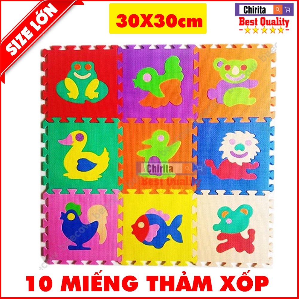10 Thảm Xốp Lót Sàn - Ghép Hình Thú Ngô Nghĩnh - Tấm Xốp Trải Sàn Cho Bé