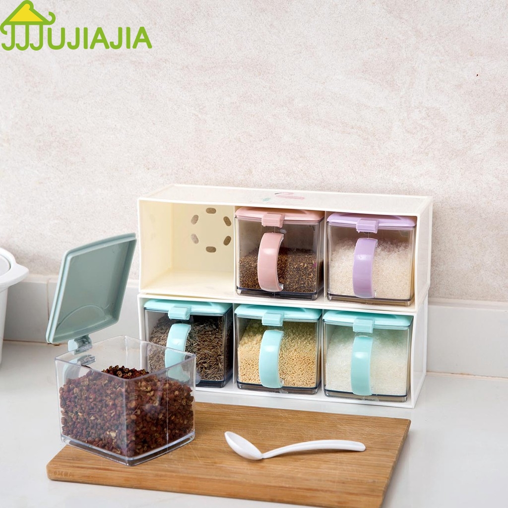 Bộ Hộp Nhựa JUJIAJIA Đựng Gia Vị Có Ngăn Kéo Tiện Lợi