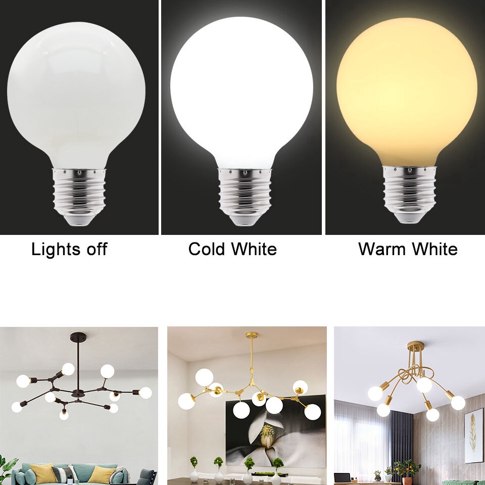 Bóng đèn LED 5W Edison Bóng đèn cơ sở E27 Cơ sở Vintage G80 Milky Pearl Glass Quả cầu led Bóng đèn Quả cầu Trang trí nội thất Kính Edison ánh sáng E27 AC185-240V