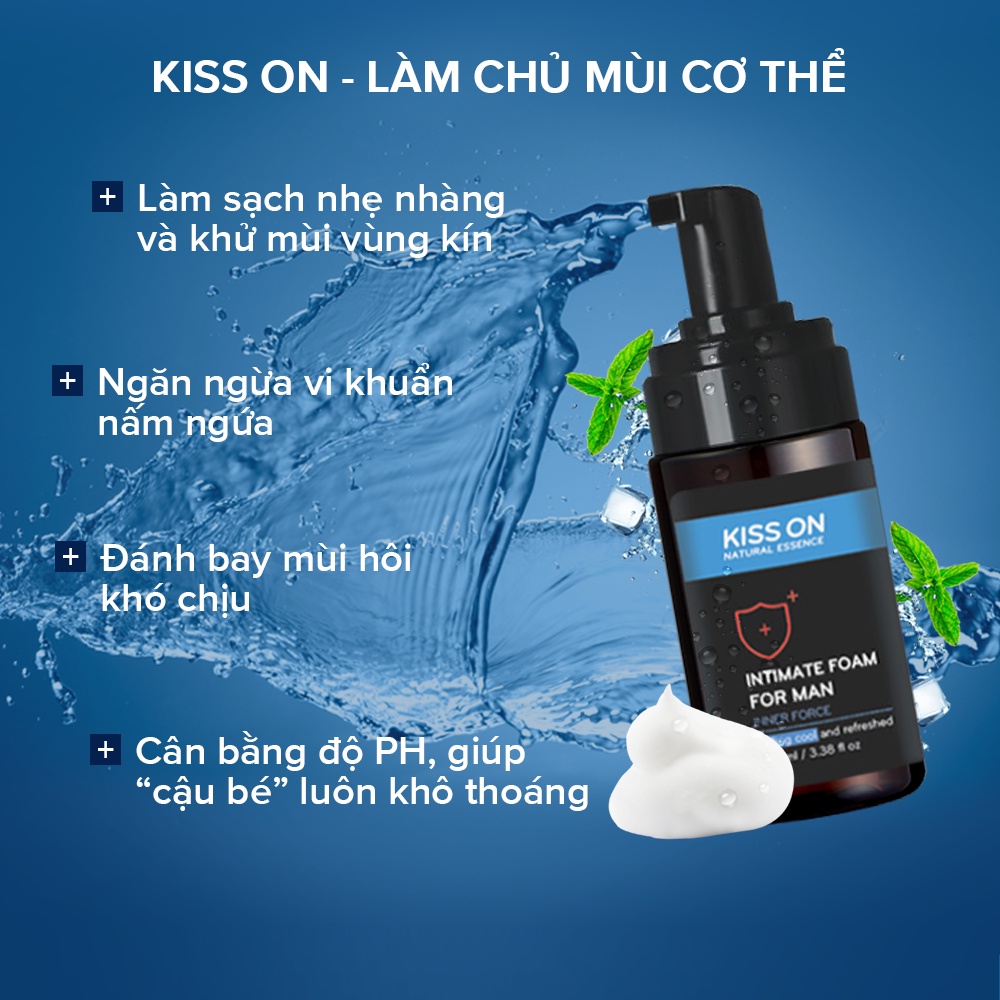 Dung dịch vệ sinh nam tạo bọt KISS ON giúp làm sạch, khử mùi hôi bọt vệ sinh nam giới kisson 100ml TM-KI-VS01