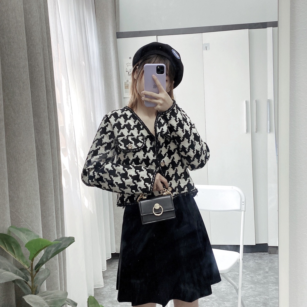 ÁO DẠ TWEED, ÁO KHOÁC DẠ NỮ THIẾT KẾ HỌA TIẾT RICZAC | BigBuy360 - bigbuy360.vn