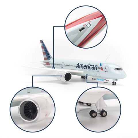 Mô hình máy bay lắp ráp có đèn led American Airlines Boeing B787 47cm Everfly