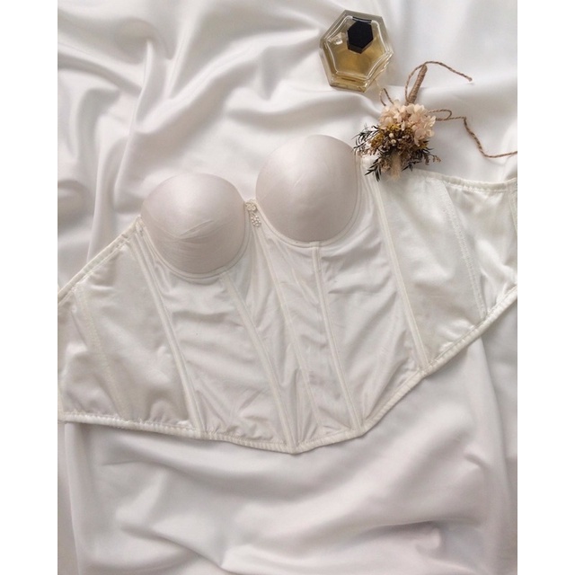 Áo corset cúp ngực nơ trắng 2hand
