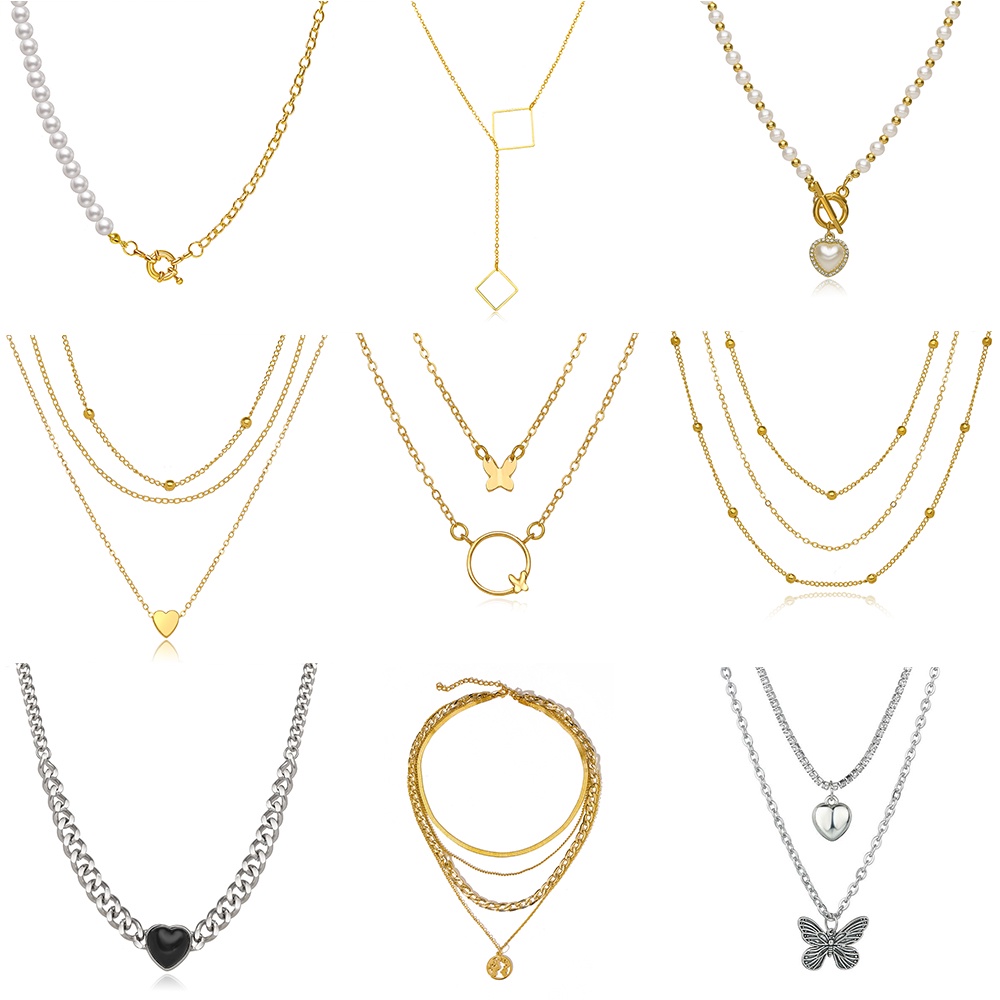 iF YOU Vòng cổ mặt hình bướm đính ngọc trai thời trang cho nữ