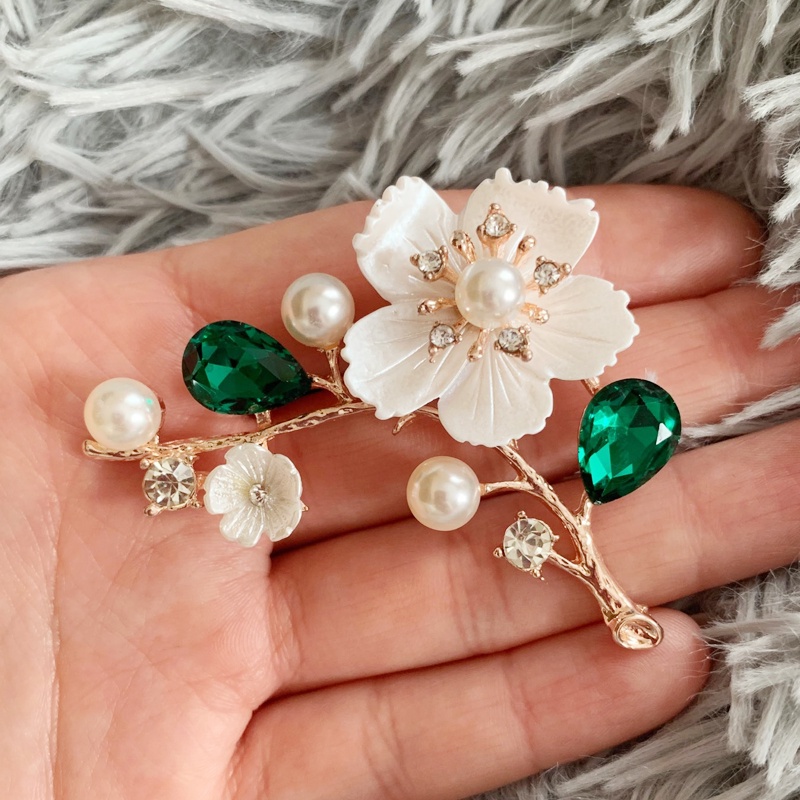 Ghim Cài Áo Hình Vỏ Sò Đính Ngọc Trai Nhân Tạo Thời Trang