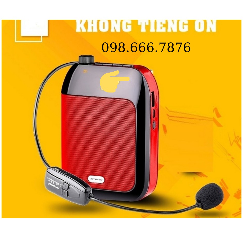 Máy trợ giảng không dây T9 Wireless Kháng nước, Kèm theo: 1 Micro ko dây cài tai + 1 Micro có dây cài ve áo + 1 Tai nghe