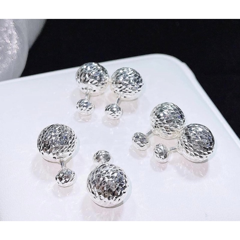 Bông tai BẠC TA hình dior Bạc phay sáng