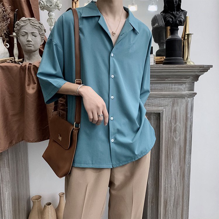 Áo Sơ Mi Trơn Cổ Vest Unisex 4 Màu- Style Hàn Quốc Asm12