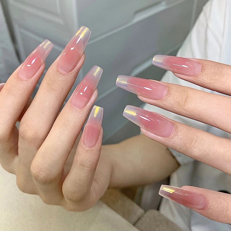 Bộ 24 Móng Tay Giả Dài Đính Kim Tuyến Lấp Lánh R607