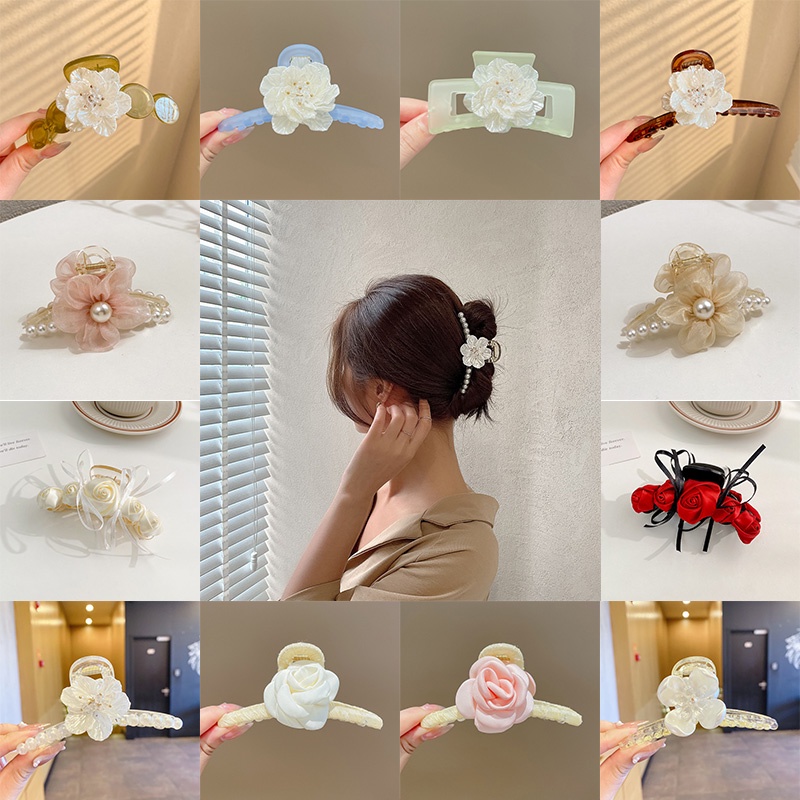 Kẹp Tóc Hình Hoa Trà Bằng Acrylic Thời Trang 2022