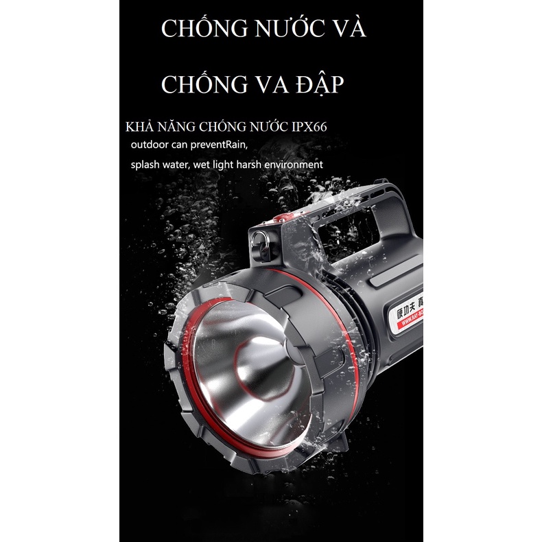 Đèn pin KIRITO siêu sáng cầm tay chiếu xa 1000m có chân đế chống nước , đèn pin cắm trại dã ngoại pin khủng