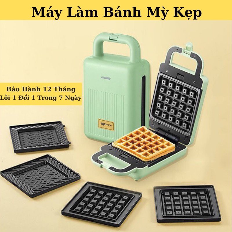 Máy Nướng Bánh Mì Kẹp Nướng Bánh Sandwich Làm Bánh Waffle, Rán Trứng Xúc Xích Bear DBC-P06N2[BH 12 Tháng]