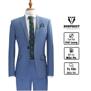 [Sale 50%] Vest nam cao cấp from dáng Hàn Quốc màu xanh biển trẻ trung lịch lãm-Shop Suit