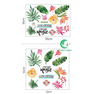 Decal dán tường Hoa lá tươi mát