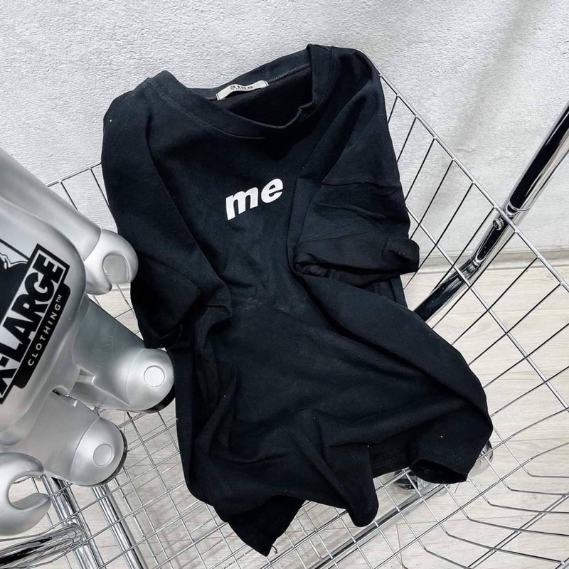 Áo thun nữ unisex tay lỡ form rộng cổ tròn in hình chữ