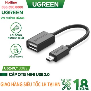 Cáp chuyển đổi mini usb sang usb âm hỗ trợ otg ugreen 10383 - hàng chính hãng