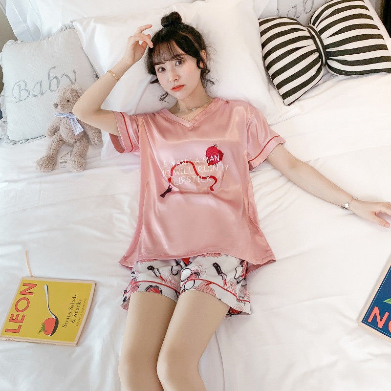  Set Đồ Ngủ Ngắn Vải Lụa Phong Cách Hàn Quốc Quyến Rũ Dành Cho Nữ | BigBuy360 - bigbuy360.vn