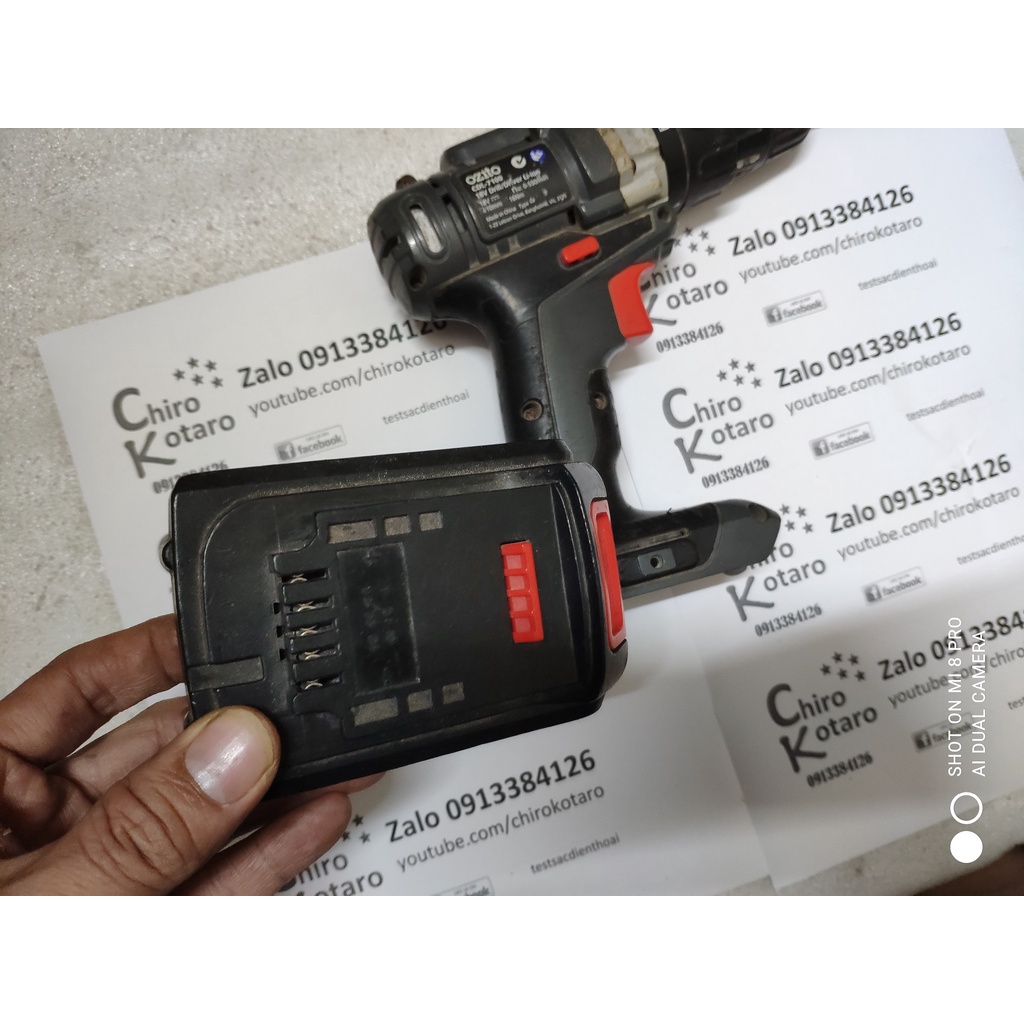 Đế chuyển pin máy Ozito 18V dùng pin 1500mAh như ảnh sang dùng pin Makita LXT bản FULL