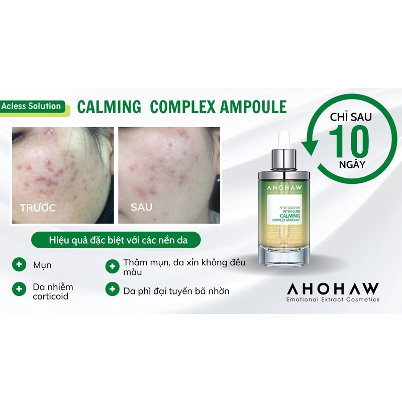 Tinh chất phục hồi và kiểm soát dầu mụn  Ahohaw Inten-Cure Calming Complex Ampoule