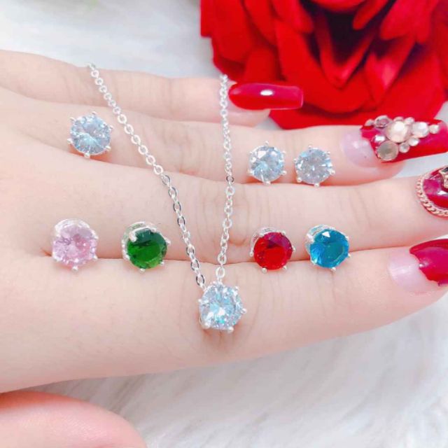 Dây chuyền bạc ta mặt đa nhiêu màu