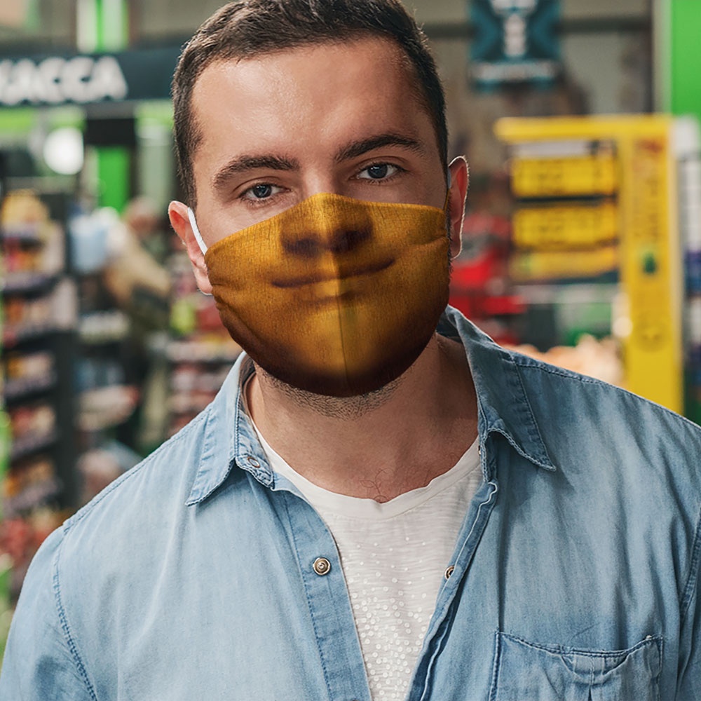 Khẩu trang cười miệng cười vải vui nhộn hút thuốc mặt người 104 CARTWELL chống giọt bắn vải cotton 100% phòng ô nhiễm dễ