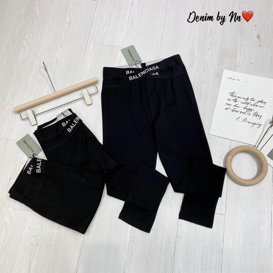 Quần legging nữ cạp cao dài nâng mông BALEN đen co giãn gen bụng vải dày Umi ôm body