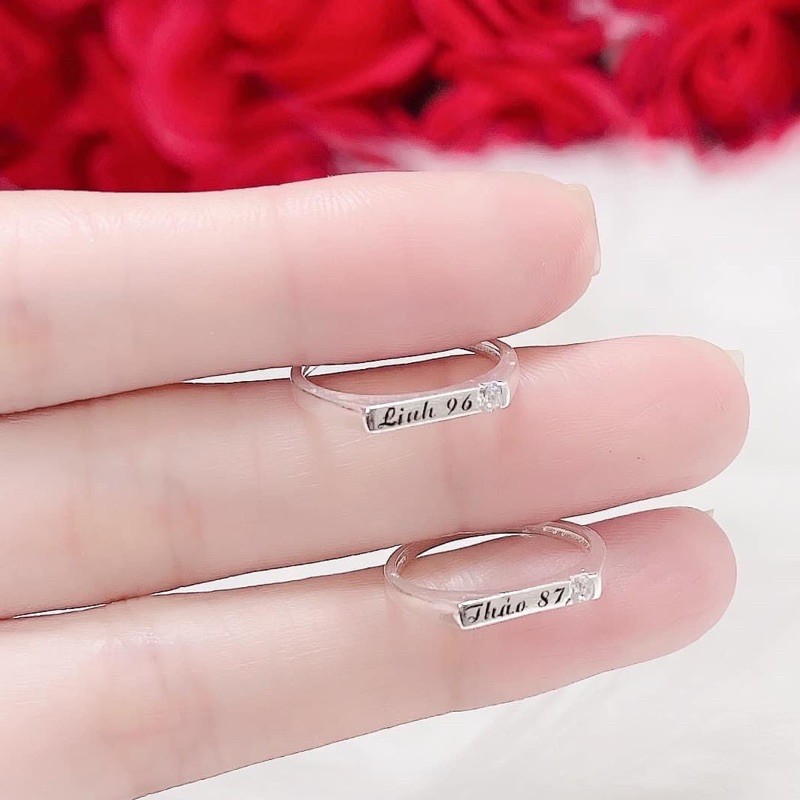 Nhẫn bạc đôi khắc tên, nhẫn cặp bạc ta nam nữ bạn thân trang sức Minh Thoa JEWELRY