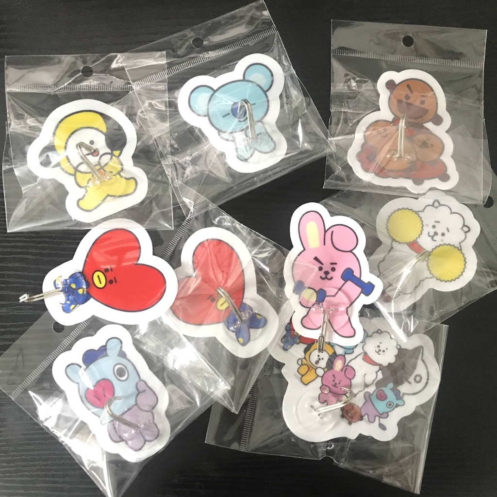 BT21 Móc Treo Đồ Dán Tường Siêu Dính Siêu Chịu Lực BTS