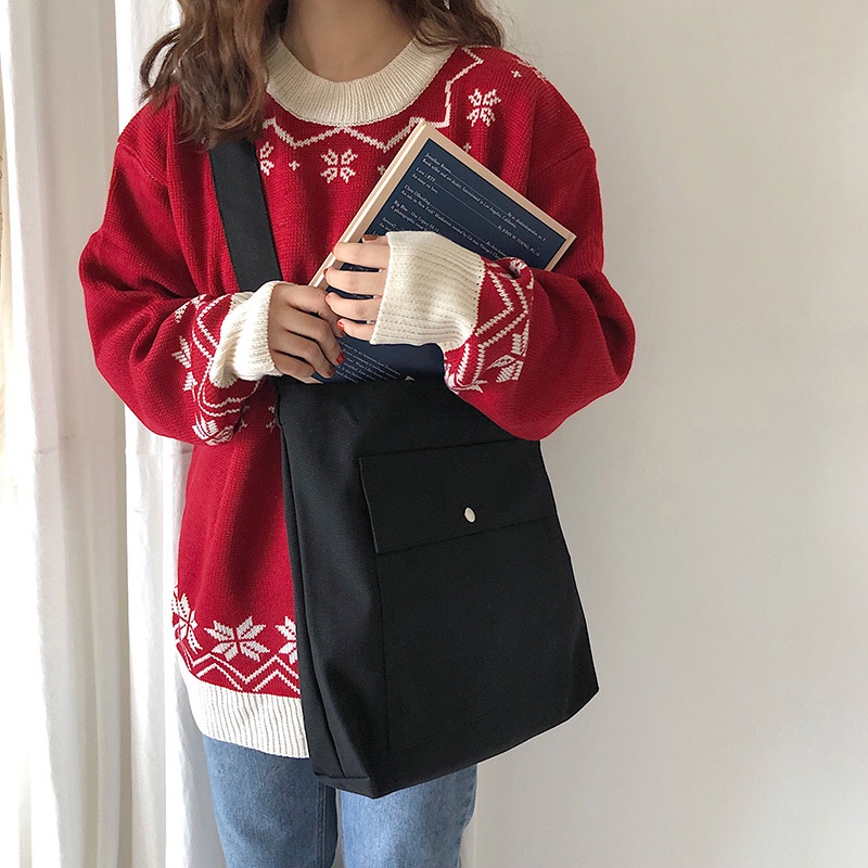 Túi Xách Canvas Màu Trơn Thời Trang Cho Học Sinh