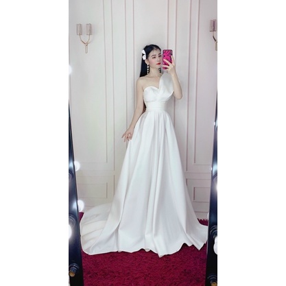 Ms1135y ĐẦM 1 VAI XOÈ 360 XẾP LY ĐẮP CHÉO BO EO full size S/M/L/xL