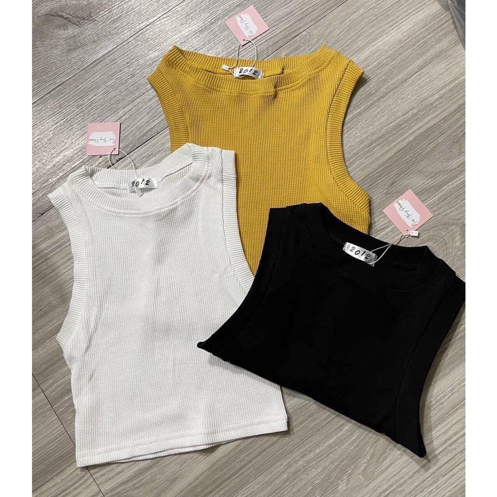 Set 3 áo ba lỗ basic cho nữ cổ tròn vải thun tăm co giãn Shynstores