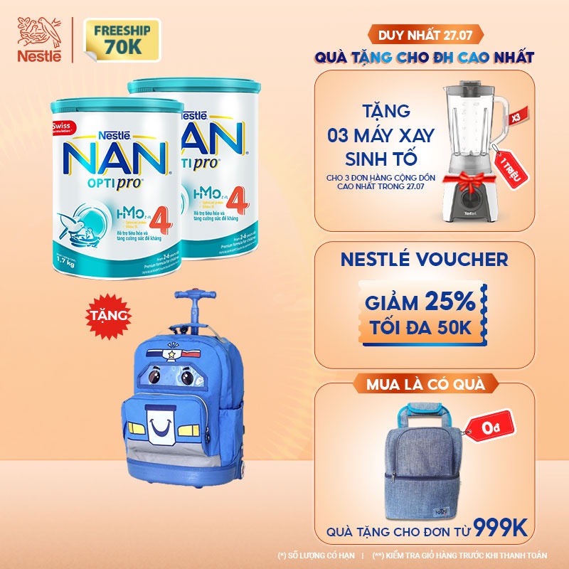 Combo 2 Lon Sữa Bột Nestle NAN Optipro 4 1,7kg/lon