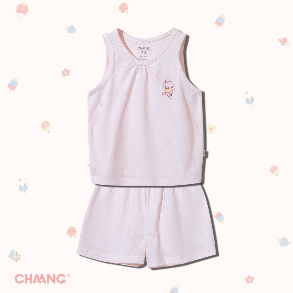 Bộ quần áo ba lỗ CHAANG summer hồng