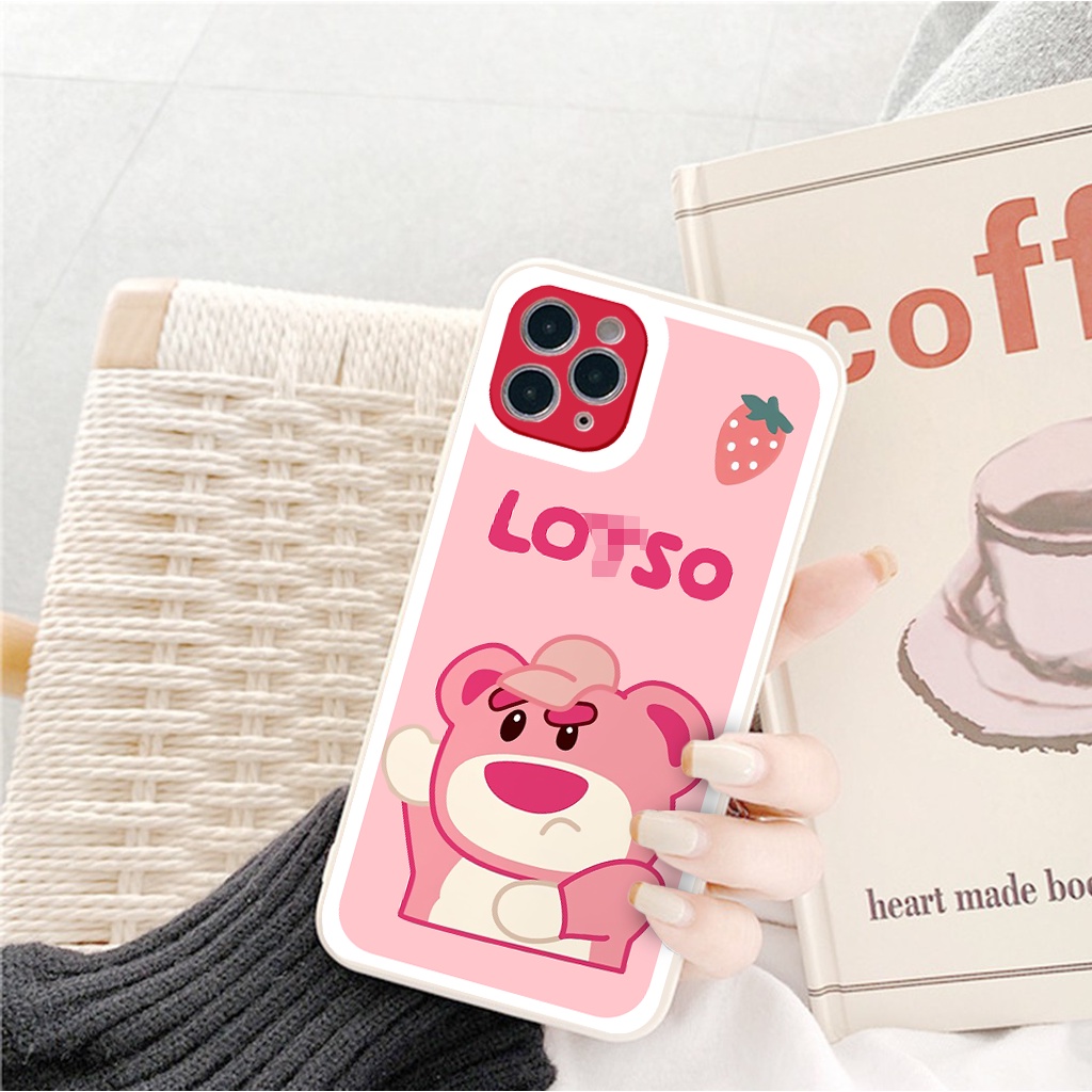 Ốp lưng iphone Gấu Lotso cạnh vuông ốp ip 6/6plus/6s/6splus/7/7plus/8/8plus/x/xr/xs/11/12/13/pro/max/plus/promax G33