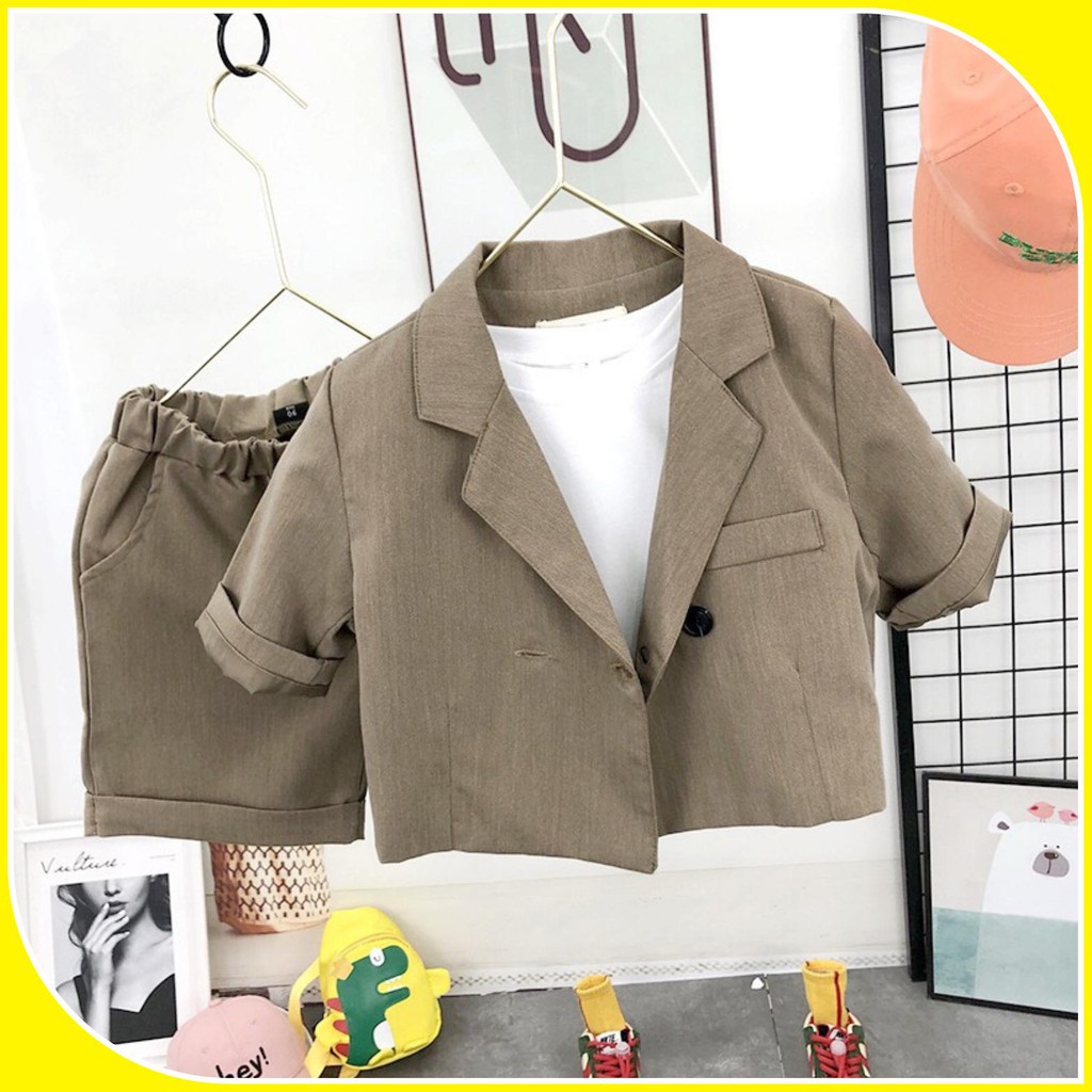 S001 - Bộ vest lửng bé trai size 80-130, set phong cách hàn quốc