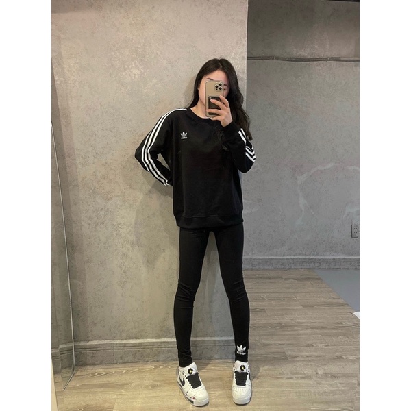 (ảnh thật) Áo nỉ tat dài 3-Stripes crew sweatshirts đủ 4 màu