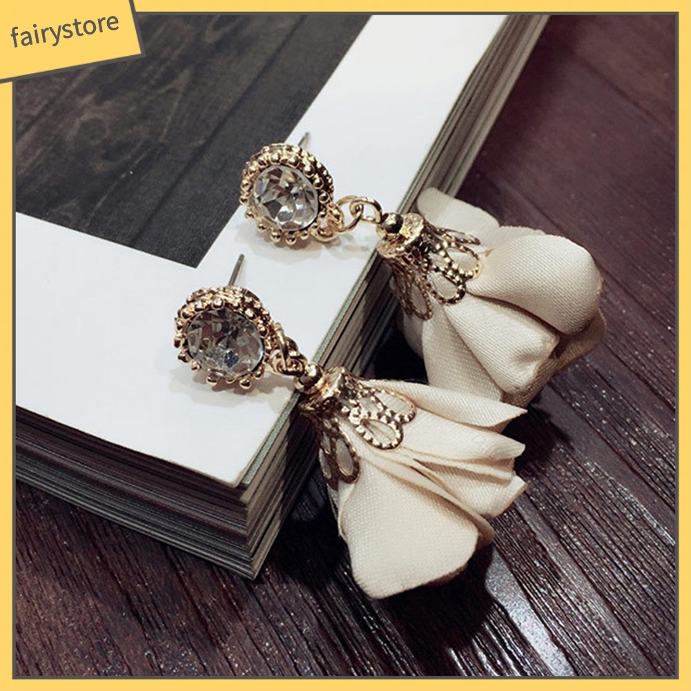 Bông Tai Hình Hoa Đính Đá Thời Trang Cho Nữ