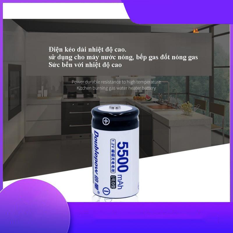 Bộ pin + sạc Pin Đại  dung lượng 5500mah Doublepow dùng cho bếp gas, đèn pin, chuông báo động...