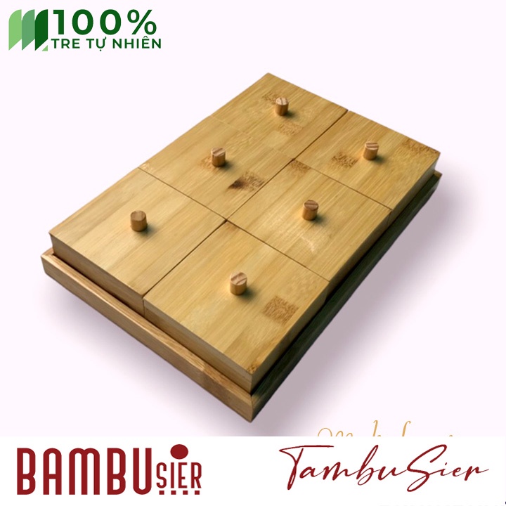 Bộ khay mứt tết, hộp đựng bánh kẹo bằng gỗ tre