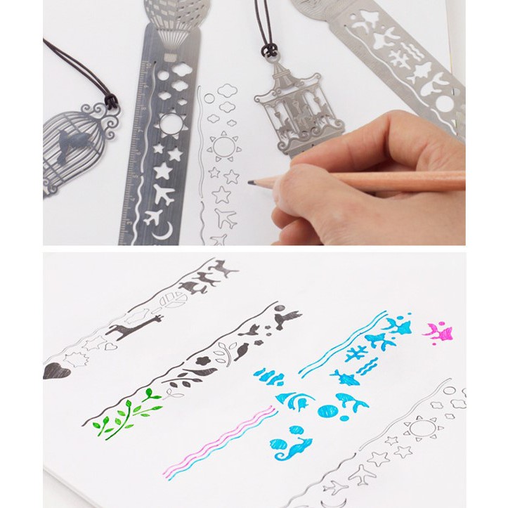 [Mã LIFE1003ALL giảm 10% đơn 50K] Thước đánh dâu bằng kim loại mỏng nhiều hình dễ thương Ruler Bookmark