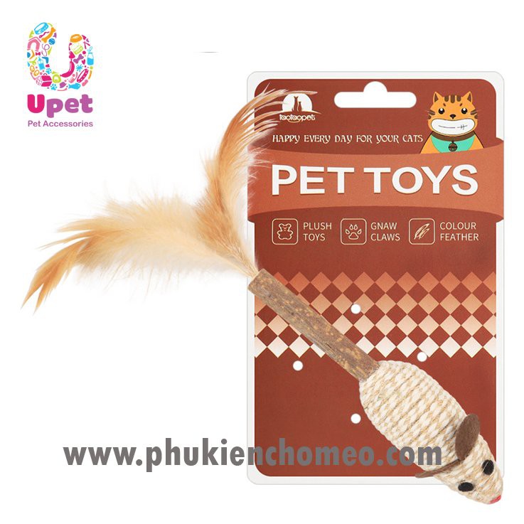 Đồ chơi gỗ polygonum, kèm bạc hà và lông cho mèo giúp  mèo gặm sạch răng thơm miệng làm và xả stress.