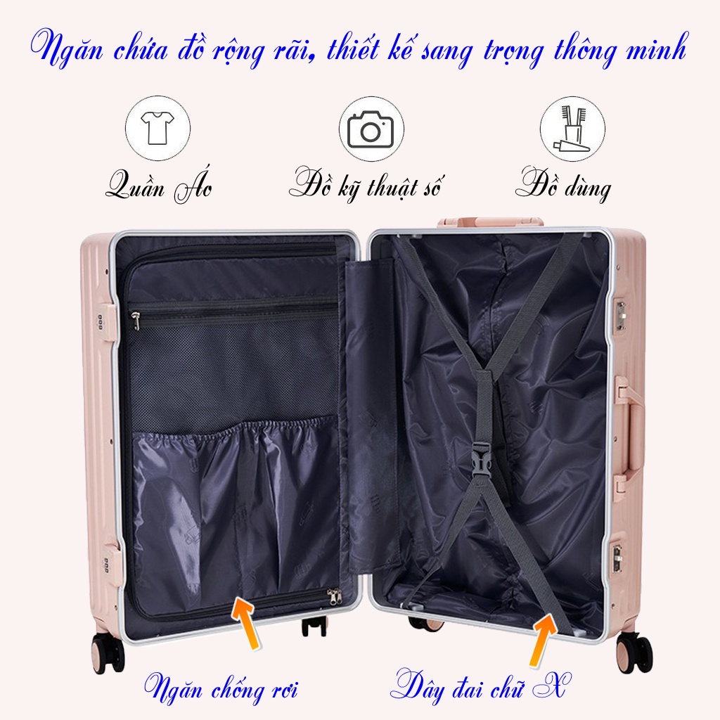 Vali Kéo Khung Nhôm Khoá Sập Cao Cấp Travelking 805 Siêu Bền Chống Vỡ Tuyệt Đối Chính Hãng Hùng Phát - Bamozo Shop