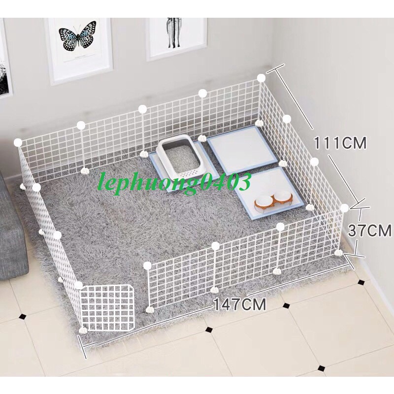Combo Chuồng Quây Lưới Sắt Sơn Tĩnh Điện Dành Chó, Mèo Tiện Lợi