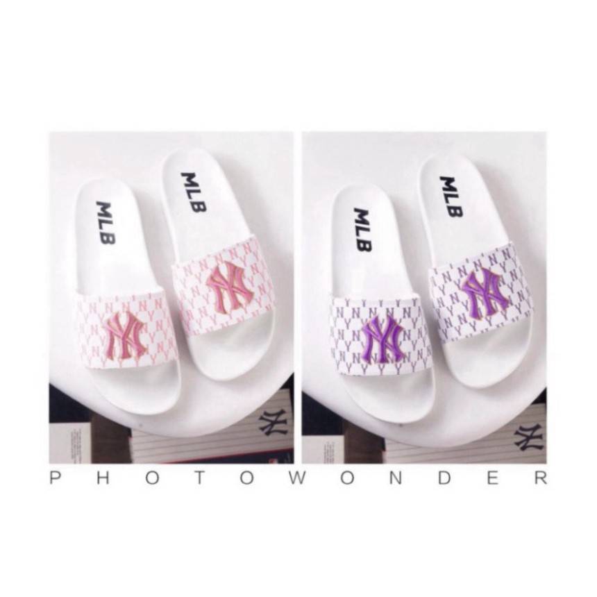 Dép quai ngang nữ MLB NY Monogram mang êm chân, đế bền, chống thấm nước, chống trơn trượt,  BGHouse