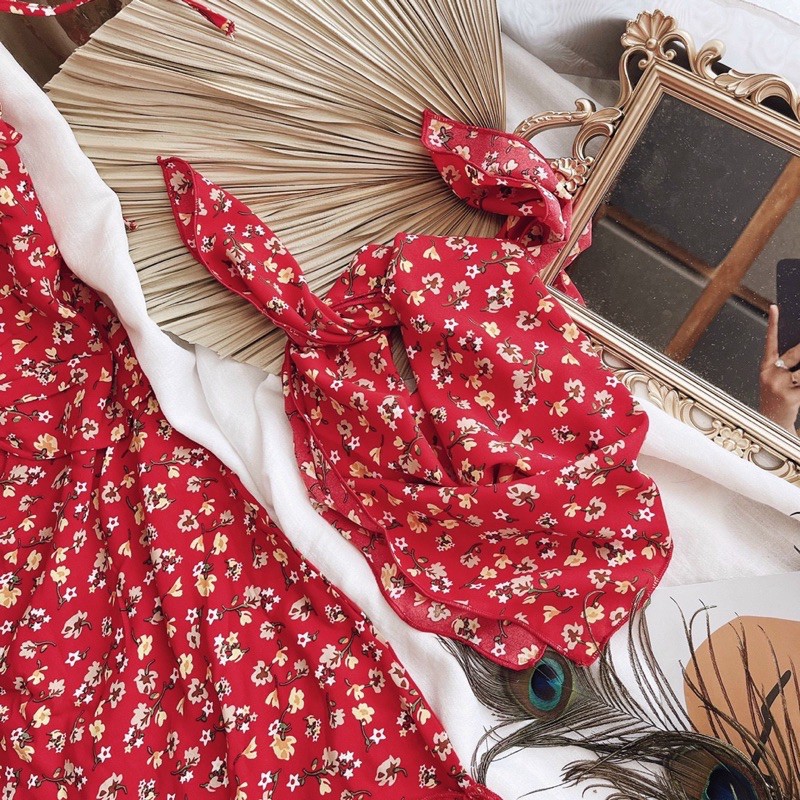 Set đầm hoa nhí 2s + kèm bananda hoa